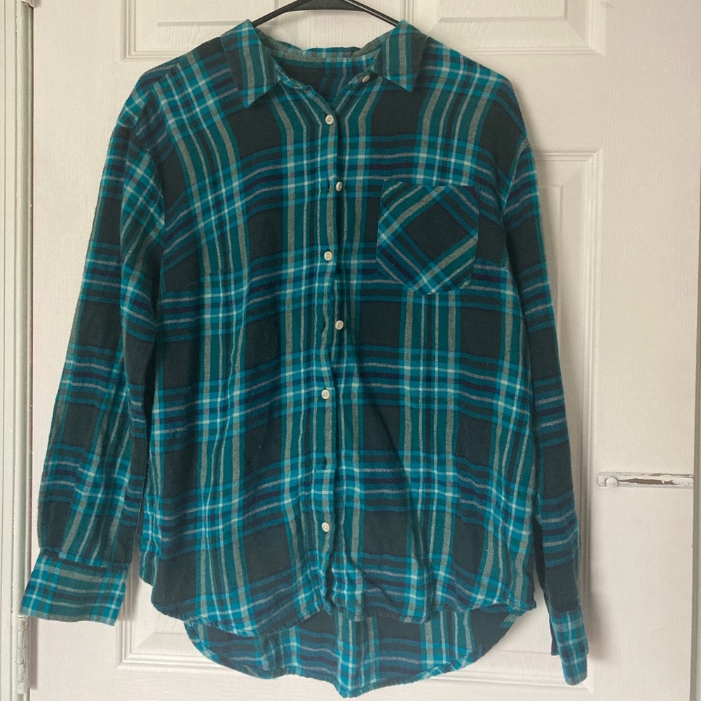 Teal and Black Plaid Long Sleeve